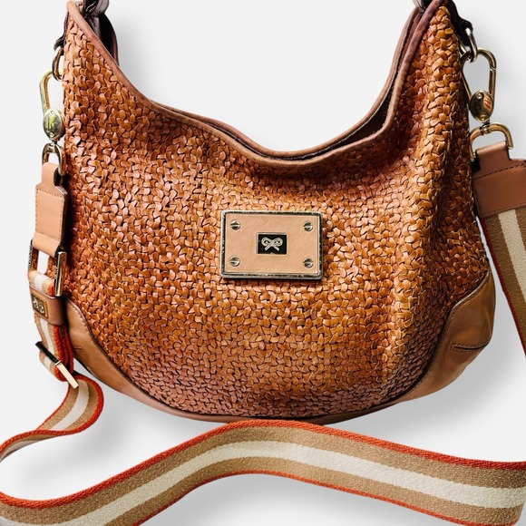 Anya Hindmarch Jethro Cognac Brown‎ Leather Woven Tote Shoulder Bag Crossbody - Picture 2 of 11